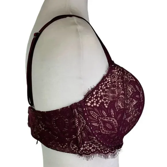 Victoria's Secret: Very Sexy Multi-Way Elegant Lace Burgundy Bra.  Size 36DD - Picture 2 of 6
